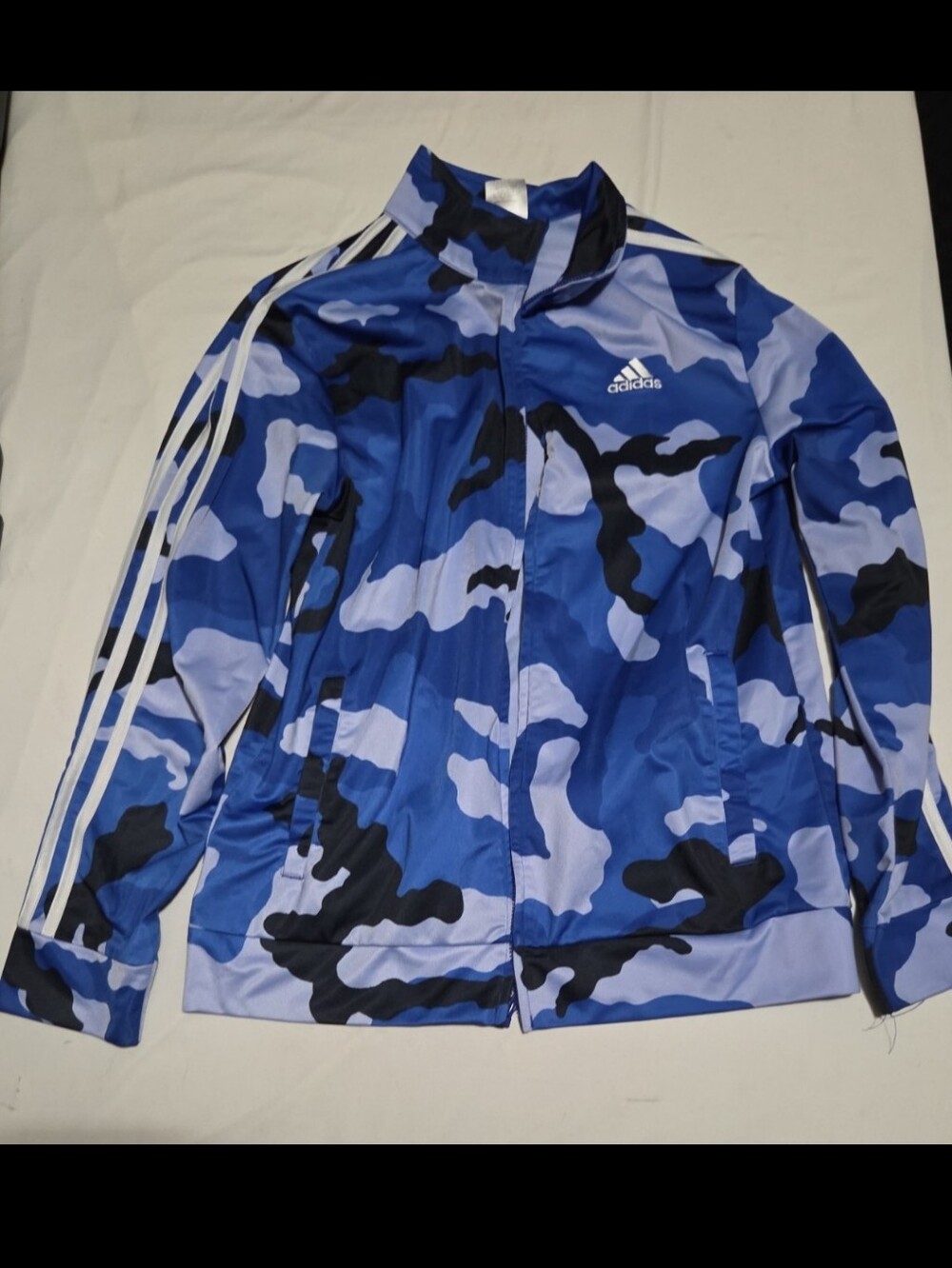 Adidas boys size XL blue camo zip up jacket #28